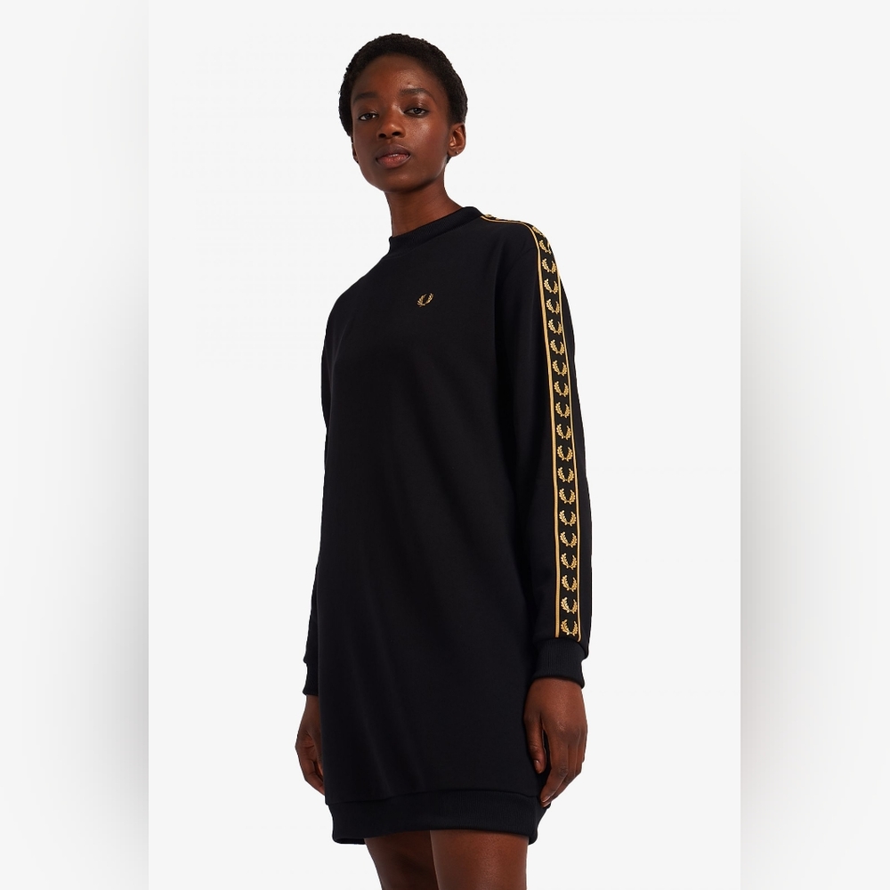Fred Perry Gold Taped Sweater Dress US 10 UK 14 NWT Black